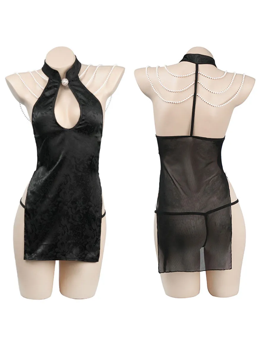 Chinese Pearl Strap Lingerie Dress