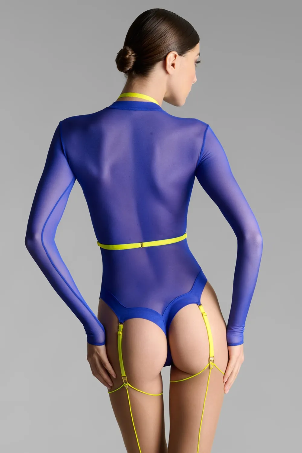 Corps  Corps Long Sleeved Thong Bodysuit Neon Blue