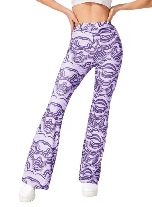 Doralove Flare Pants for Women. Elastic High Waisted Comfy Wide Leg Pants Trousers Yoga Pants