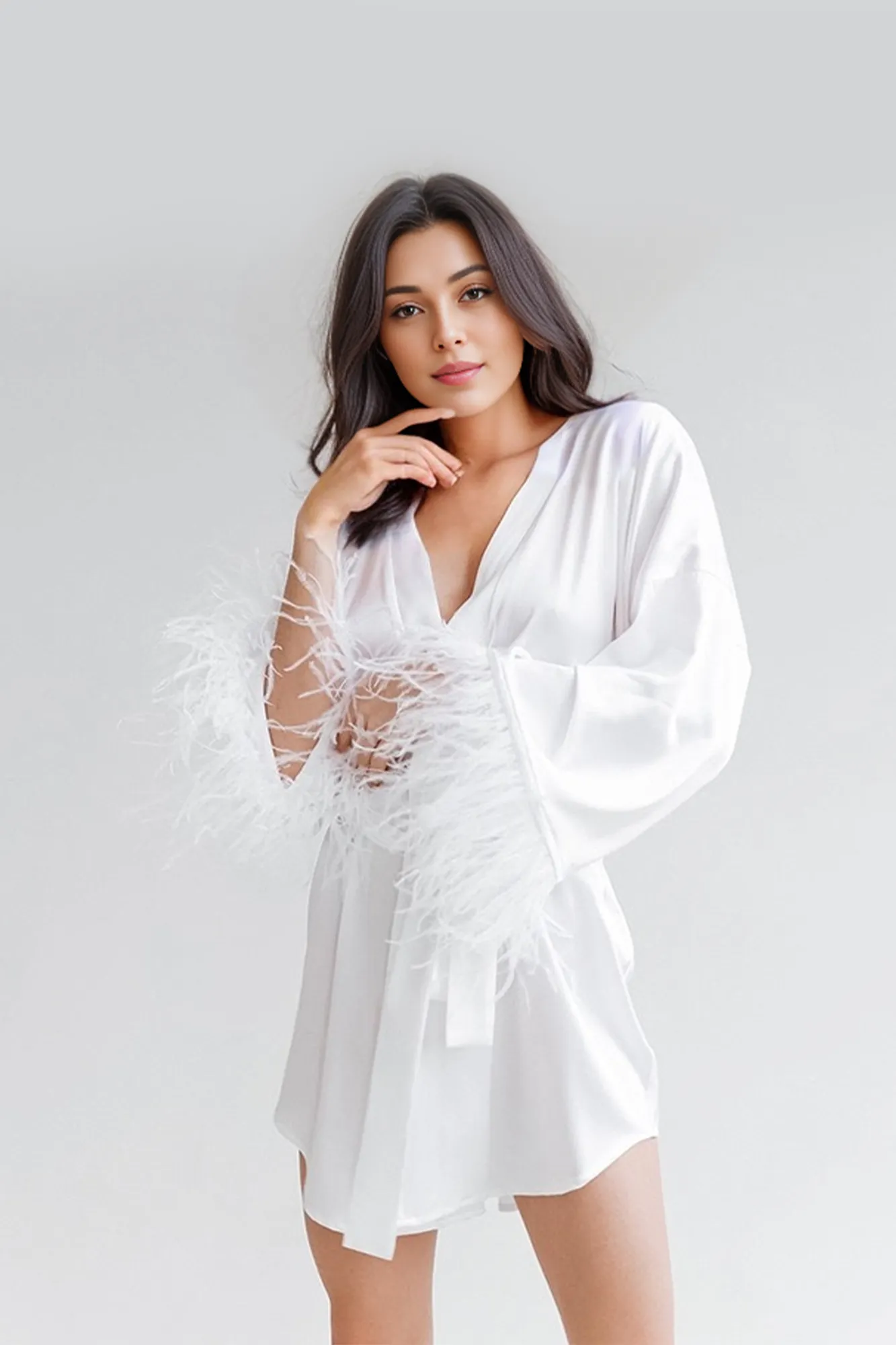 Feather Robe in White
