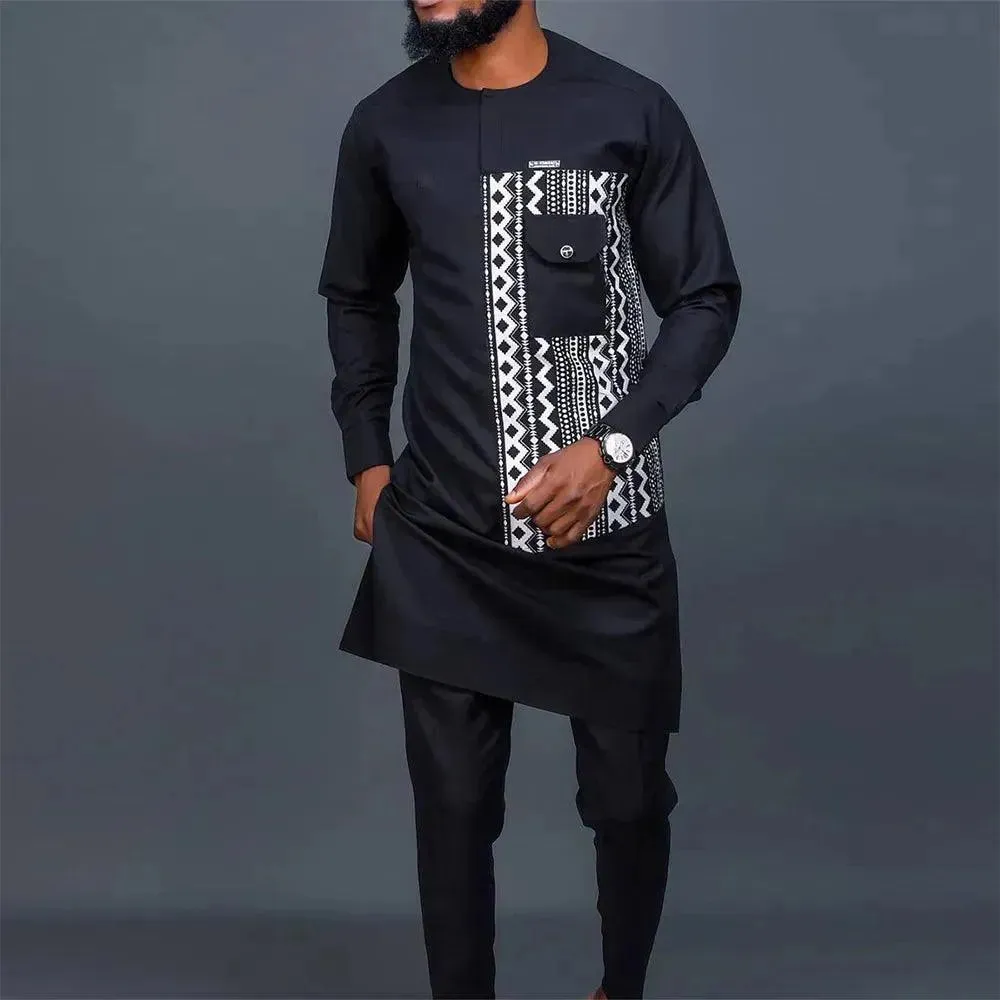 Men Bold Ethnic Casual Cotton Outfit Set