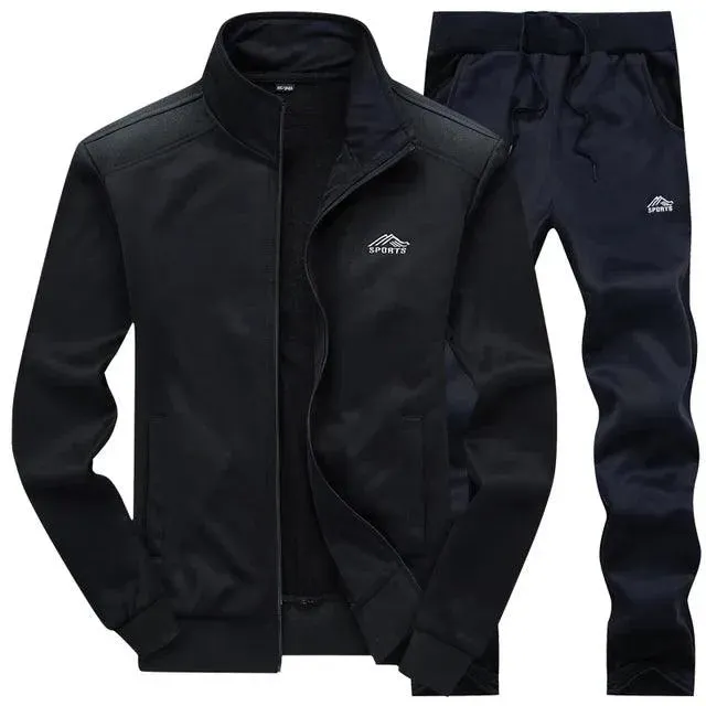 Men Casual Fleece Jogger Two-Piece Set