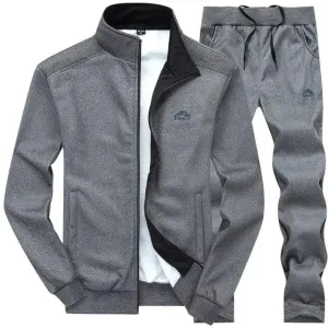 Men Casual Fleece Jogger Two-Piece Set