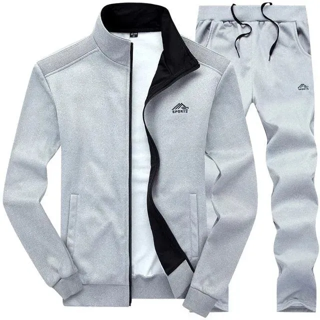 Men Casual Fleece Jogger Two-Piece Set