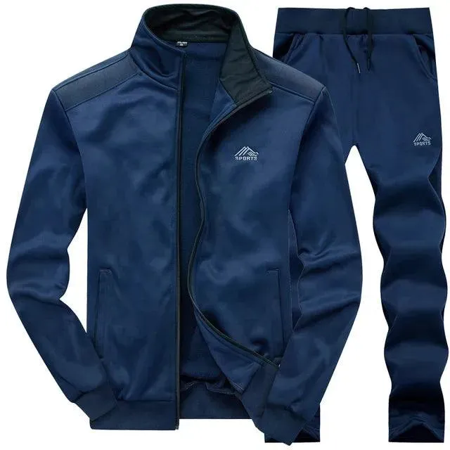 Men Casual Fleece Jogger Two-Piece Set