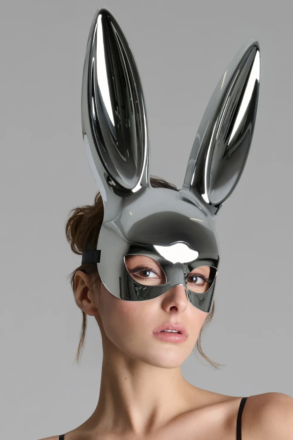 Mirror Bunny Mask in Silver