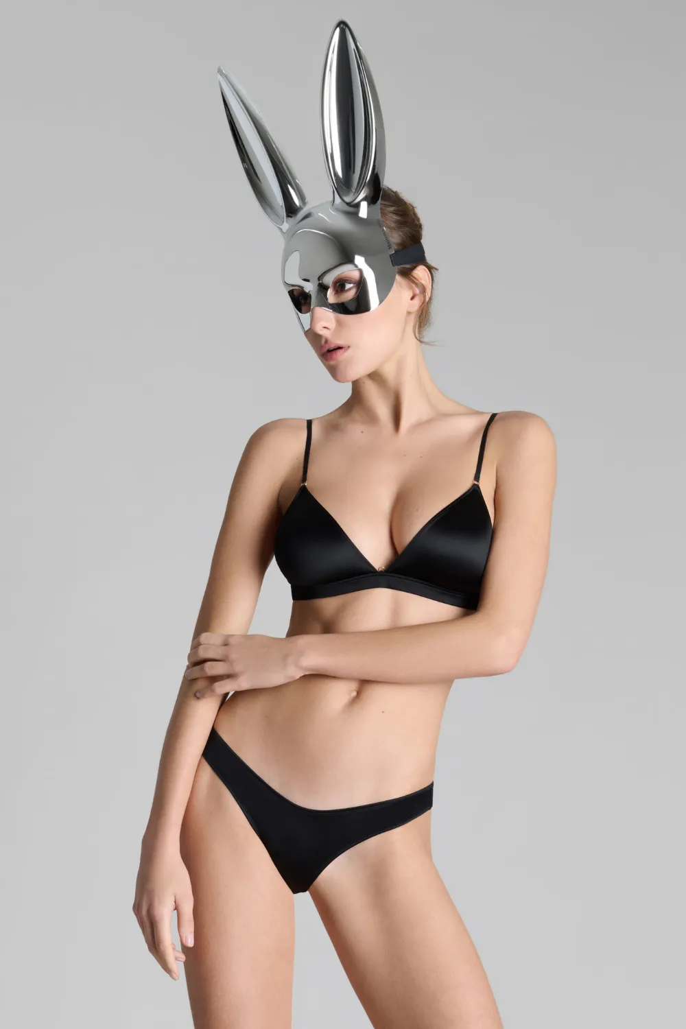 Mirror Bunny Mask in Silver