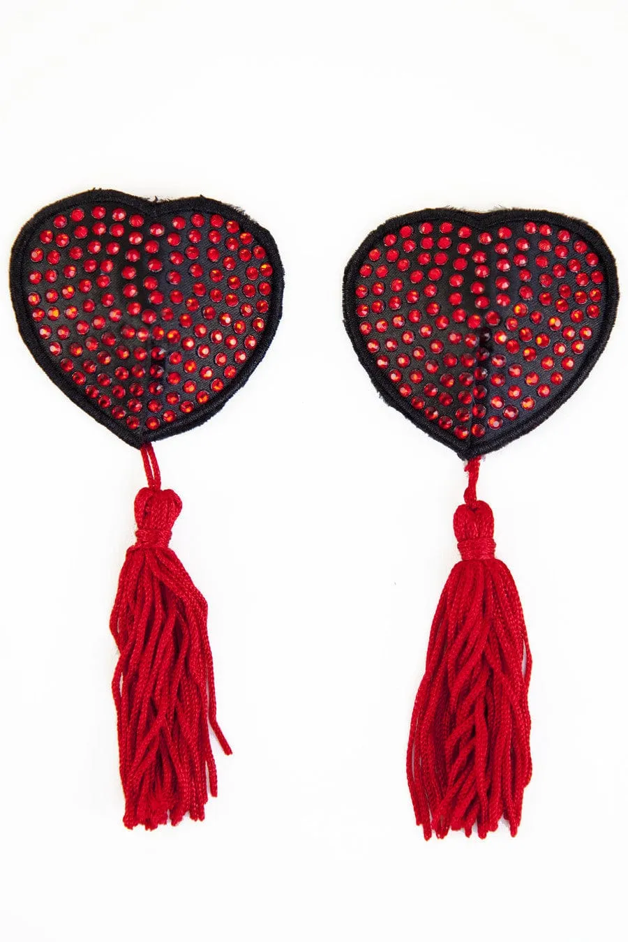 Natalia Nipple Tassels  Red Beaded Heart Shape