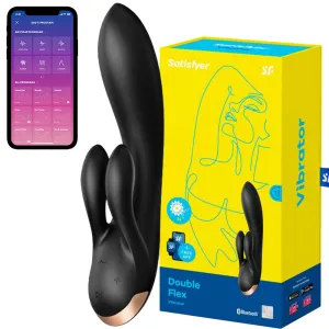 Satisfyer Double Flex APP Control G-Spot Rabbit Vibrator USB Sex Toy Black